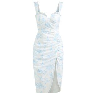 NWT White and Blue Floral Dress - Size 8